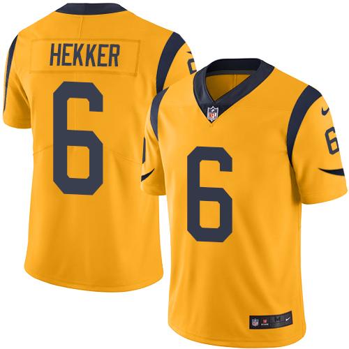 Nike Rams #6 Johnny Hekker Gold Men's Stitched NFL Limited Rush Jersey - Click Image to Close